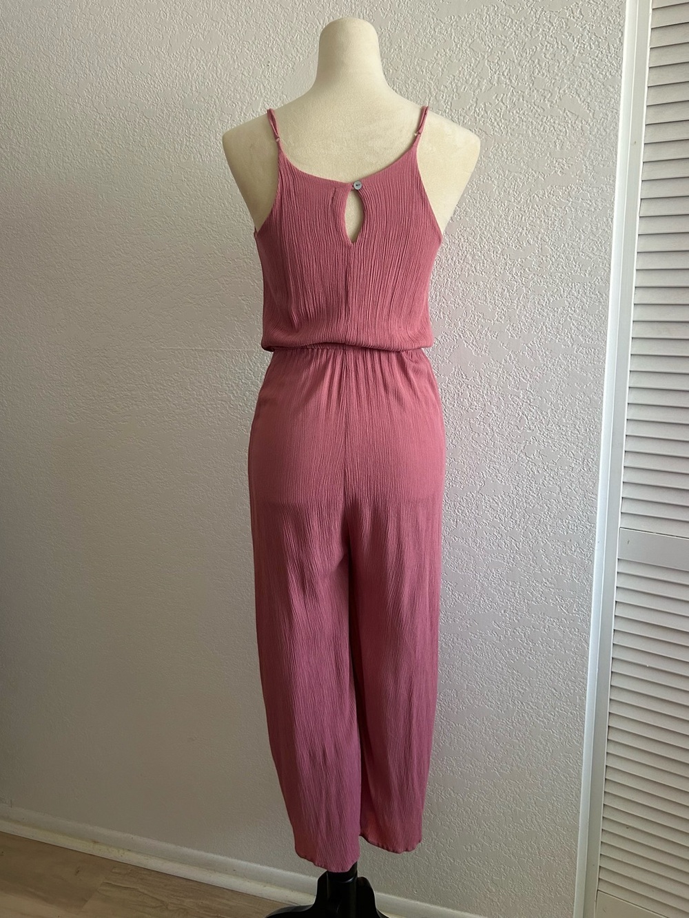 Ava Sky Fighting Eel Dusty Pink Rose Side Slit Wide Leg Wrap Around Jumpsuit - Picture 5 of 8